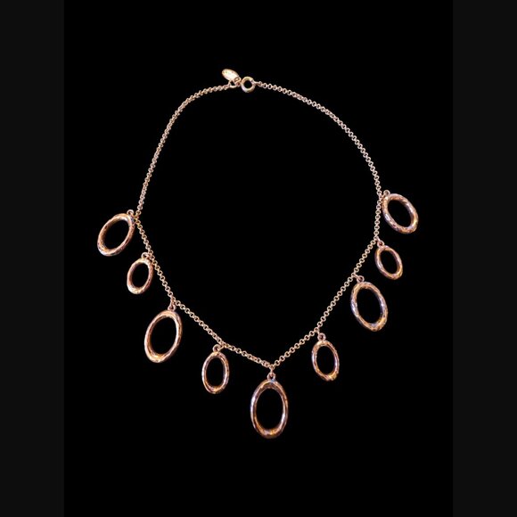 Ann Taylor Rose Gold Tone Geometric Textured Open Oval 18.25" Necklace - Picture 6 of 8
